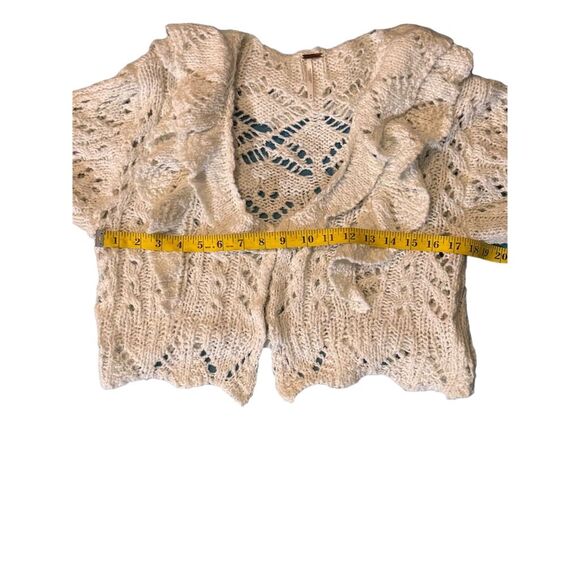 Free People Women's White Knit Cardigan Sweater Size M Boho Cottage Core - Picture 8 of 10